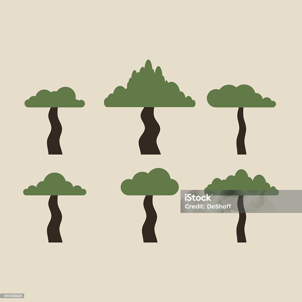 Flat Tree Set Set Of Flat Tree Collection Stock Illustration - Download Image Now ...