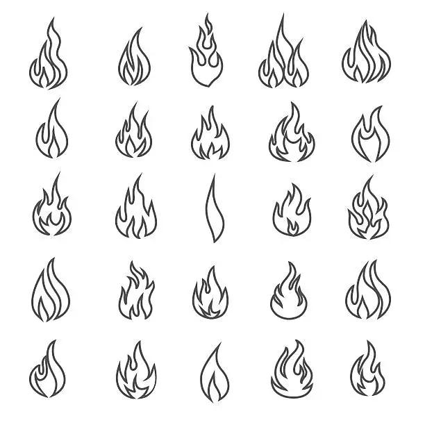 Vector illustration of Vector Fire and Flame icons - Illustration
