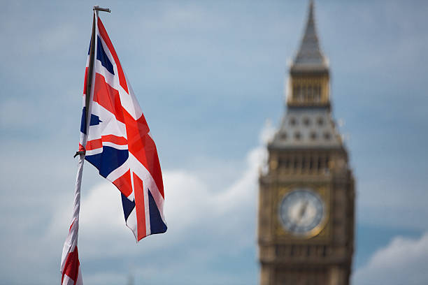 istock Big Ben and a Union Jack flag 544135050