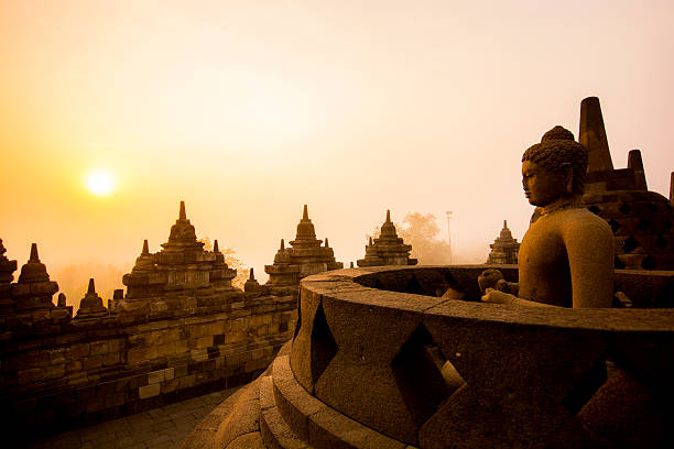 istock Sunrise over Borobudur temple - Inodonesia 544137282