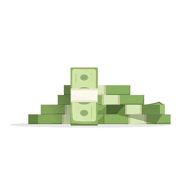 Big money pile vector, heap of cash flat cartoon isolated Big pile of money vector illustration, heap of cash flat cartoon style, American dollars, pack, packet, parcel, batch, flock, package modern design isolated on white background stack stock illustrations