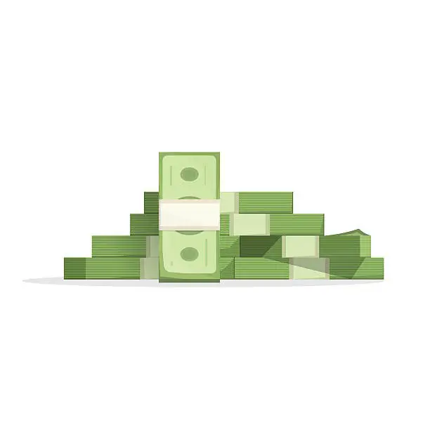 Vector illustration of Big money pile vector, heap of cash flat cartoon isolated