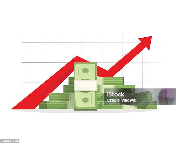 Money Rising Up Graph Arrow Budget Growth Financial Profit Cash Stock Illustration - Download Image Now