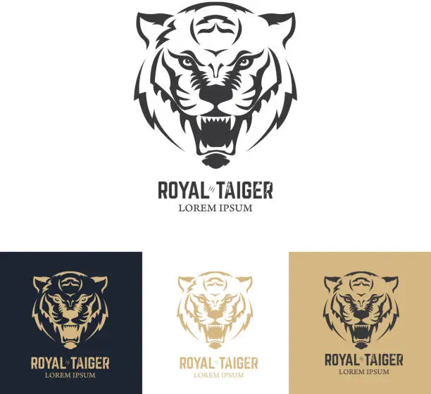 Vector illustration of Emblem template with tiger head.