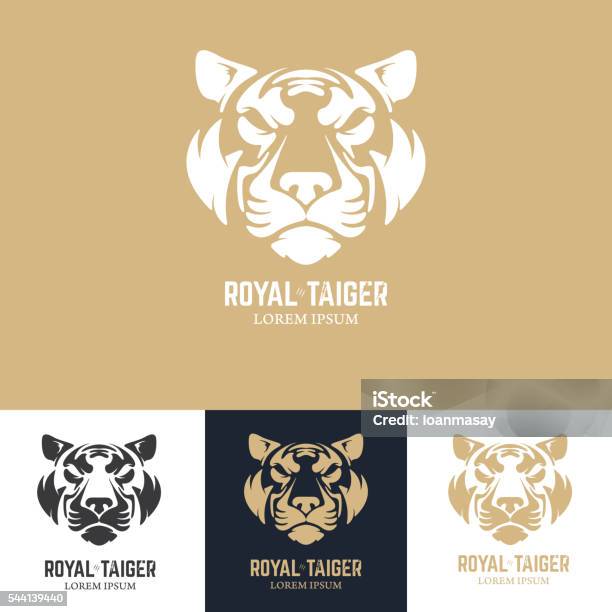 Emblem Template With Tiger Head Stock Illustration - Download Image Now - Tiger, Vector, Animal Head