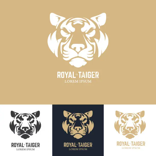 Vector illustration of Emblem template with tiger head.