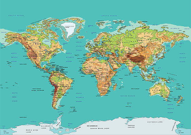 Map of the World. Vector illustration Map of the World. Vector illustration. Names of countries and cities, continents, state borders are located on separate layers. indo pacific ocean stock illustrations