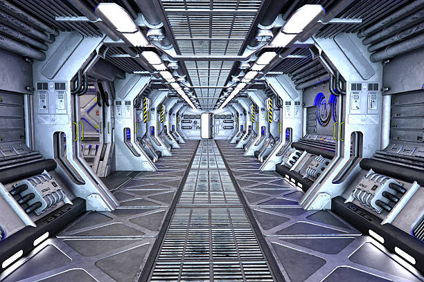 Sci-Fi corridor interior design stock photo