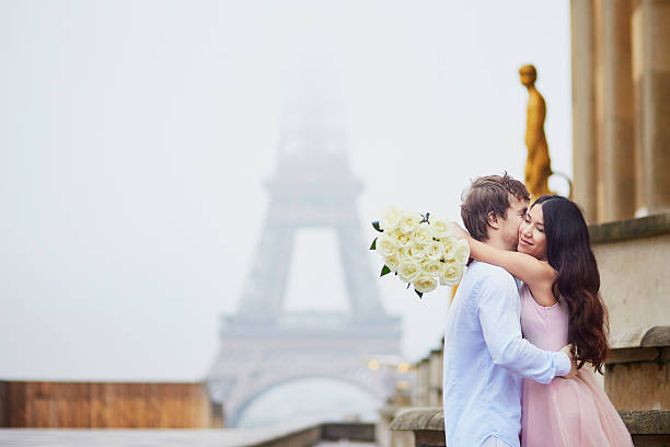 istock Romantic couple together in Paris 544315662