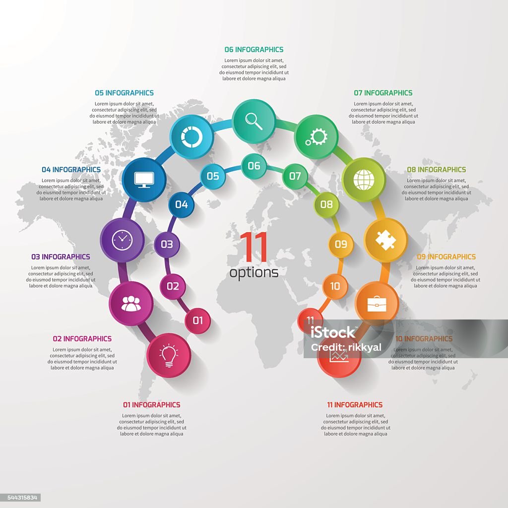 Vector circle infographic template for graphs, charts, diagrams. Vector circle infographic template for graphs, charts, diagrams. Business concept with 11 options, parts, steps, processes. Number 11 stock vector