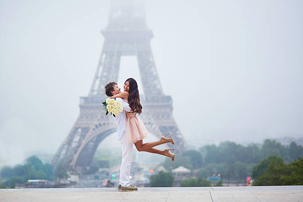 istock Romantic couple together in Paris 544315922
