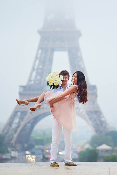 istock Romantic couple together in Paris 544316248