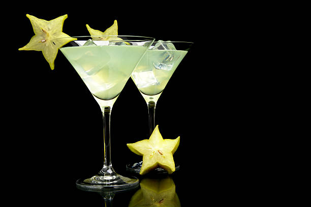 istock Close-up view of cosmo mojito drinks on black 544316586