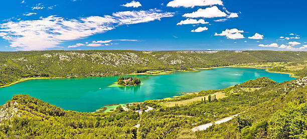 istock Krka river national park panoramic view with Visovac monastery 544316726
