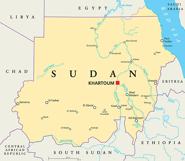 sudan mapa polityczna - state of eritrea stock illustrations