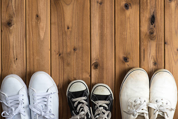istock Children's sneakers, woodgrain 544325112