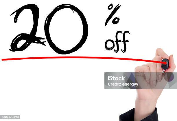 Twenty Percent Discount Stock Photo - Download Image Now - Adult, Advertisement, Black Color