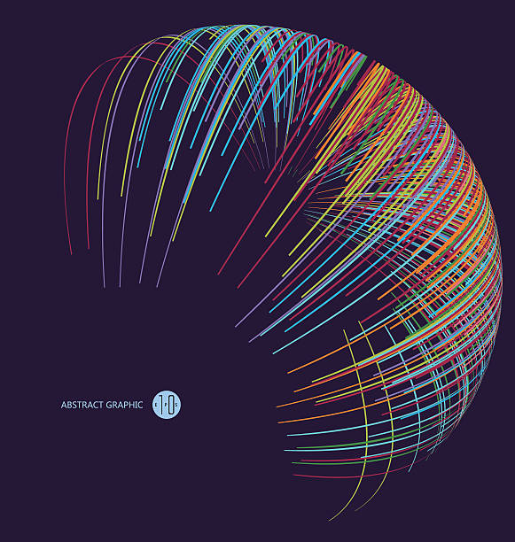 трехмерное сфере из разноцветных кривых абстрактный рисунок. - design internet gear cyberspace stock illustrations