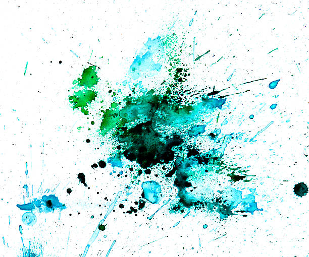 istock Paint watercolour splatter blue. Watercolors spot blotch isolated 544344562