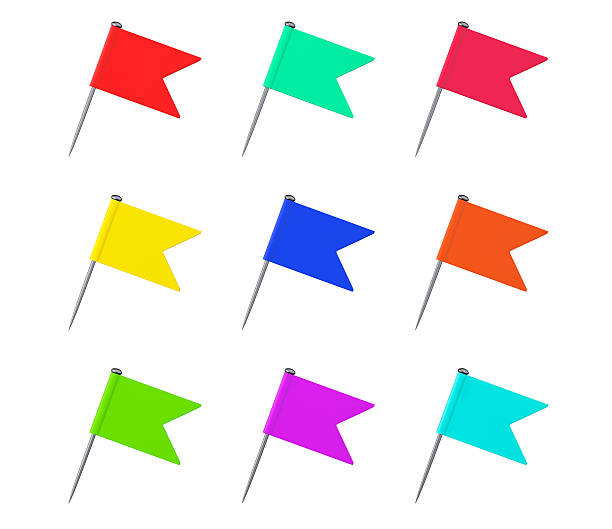 istock Set of Flag Pins. 3d Rendering 544345126