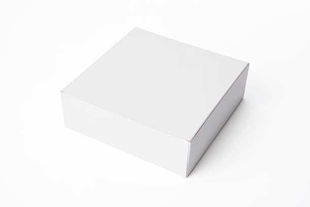 Isolated shot of closed white blank box on white background