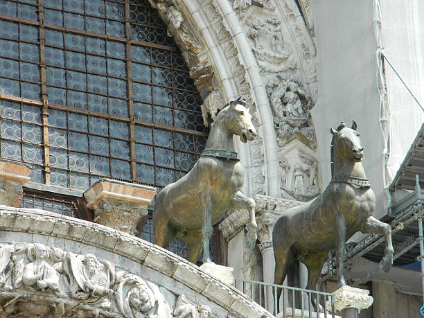Bronze horse statues in Venice stock photo