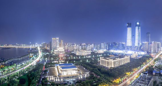 Aerial view across the city