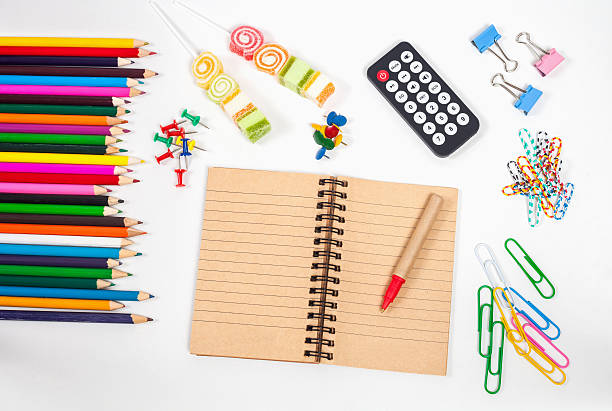 istock concept and office supplies on white 544348834