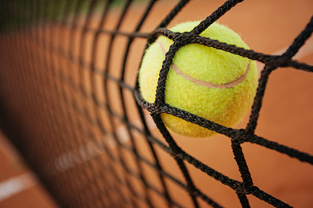 istock Tennis ball and net 544349596