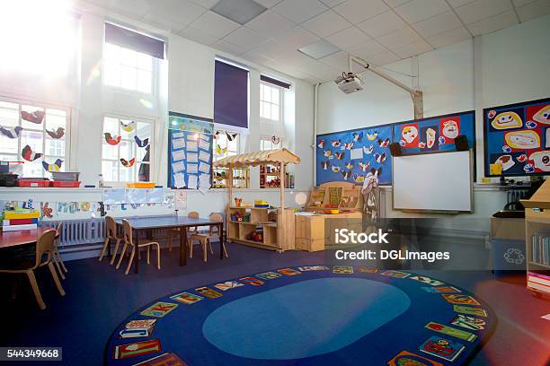 School Classroom Interior Stock Photo - Download Image Now - Classroom, Preschool, No People