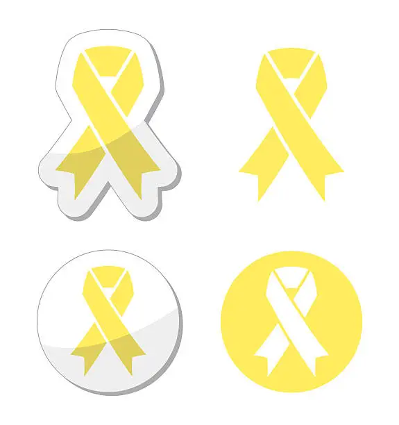 Vector illustration of Pale yellow ribbon -symbols of spina bifida