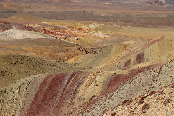Cosmic Martian mountain landscape. Altay mountains. Tchagan Uzun stock photo