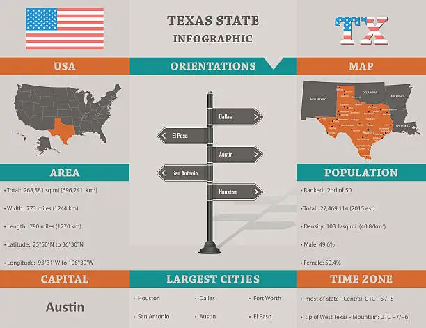 Vector illustration of USA - Texas state infographic template