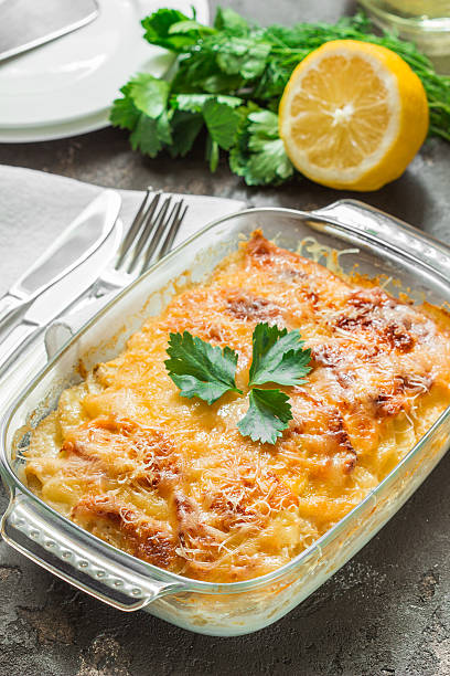 istock Potato gratin with cheese, green apple and lemon 544355524