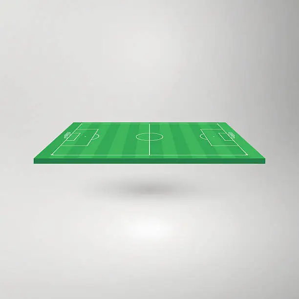 Vector illustration of Three Dimensional Football Pitch / Soccer Field (To Scale)