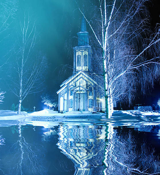 norvegian church in christmass night