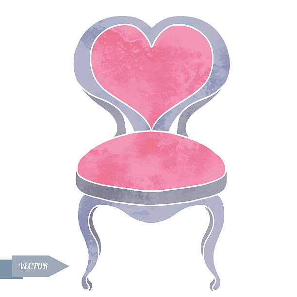 istock Watercolor pink chair, heart shape 544442612