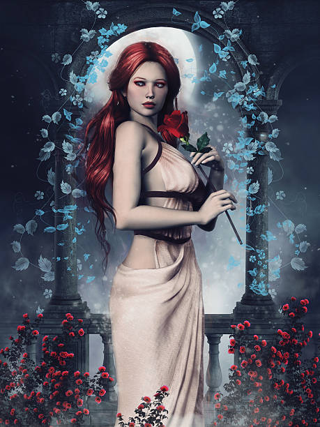 istock Girl with red roses 544444002