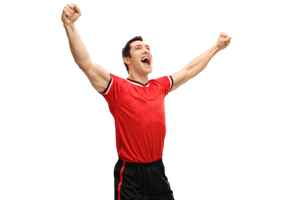 istock Overjoyed sportsman gesturing happiness 544445208