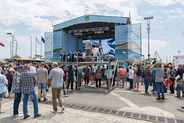 Celebration on the central square of Vladivostok. Vladivostok, Russia - July 2, 2016: Celebration at central square of Vladivostok in honor of the 156th 156 number stock pictures, royalty-free photos & images