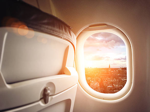 istock Amsterdam aerial view cityscape from airplane window concept 544449208