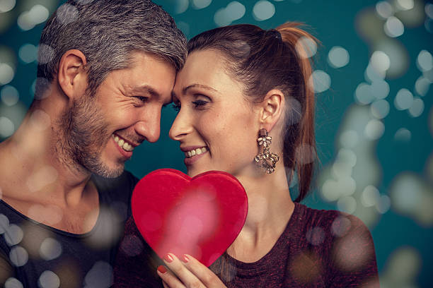 valentines day  partnership with present stock photo