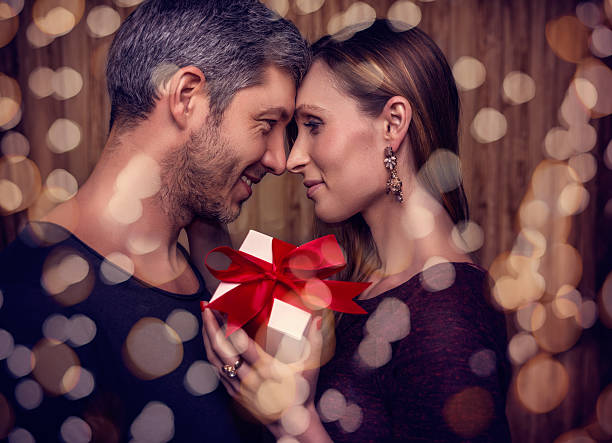 valentines day  partnership with present stock photo