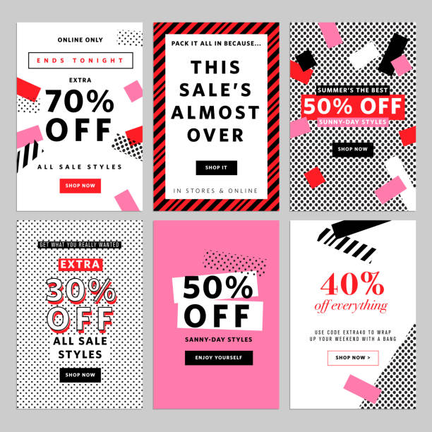Social media banners for online shopping Social media banners for online shopping. Vector illustrations for website and mobile website banners, posters, email and newsletter designs, ads, promotional material. shopping patterns stock illustrations