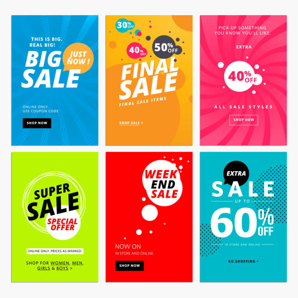 Set of sale website banner templates Set of sale website banner templates. Vector illustrations for social media banners, posters, email and newsletter designs, ads, promotional material. holiday email templates stock illustrations