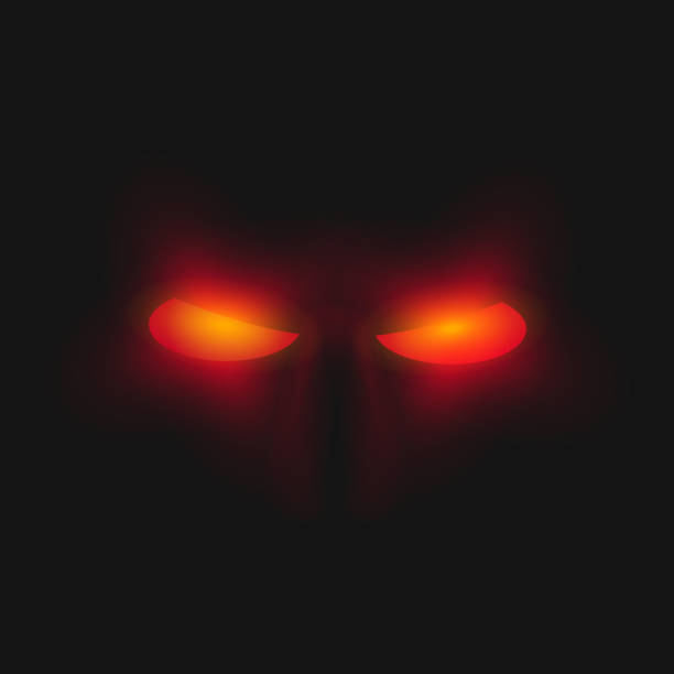 red angry eyes illusration of angry red eyes in the darkness diabolic stock illustrations