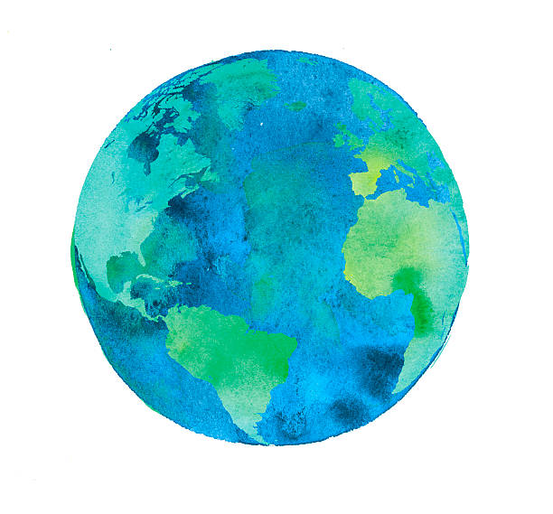 istock hand painted Earth globe. watercolor artwork 544459102