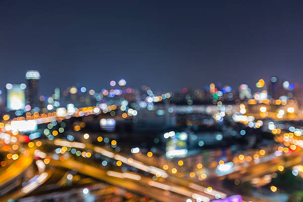 istock Aerial view blurred lights urban city downtown 544464204