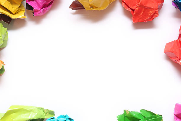 istock Crumpled color paper folded in a row 544466246