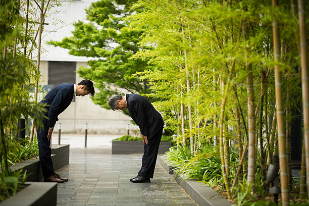 일본 전통 비즈니스 축하글 - bowing 뉴스 사진 이미지